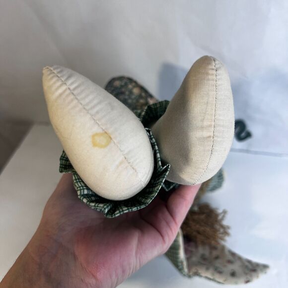 "Merry Christmas" VTG Granny Cottage Country Core Rag Doll Plaid Floral Holiday - Picture 11 of 11